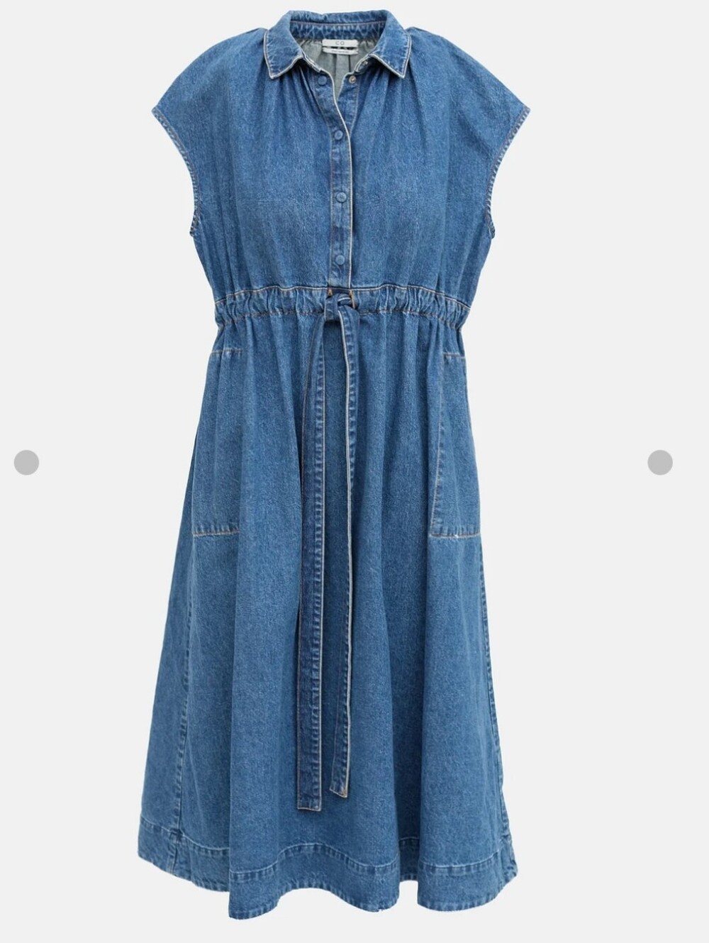 CO Blue Denim Chambray Shirt Midi Maxi Dress - S